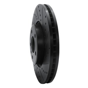 Audi A4 Brake Rotor (1) - Front Right - R1 Concepts - Drilled & Slotted - Black - `11-`17